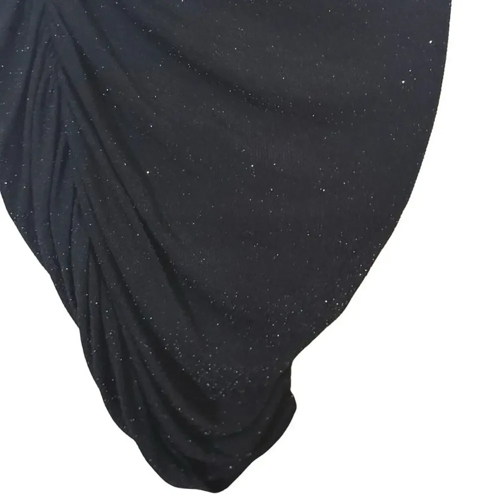BP Little Black Dress Bodycon Mini Slip Dress Cut Out Waist Stretch Glitter sz L